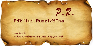Pályi Ruszlána névjegykártya